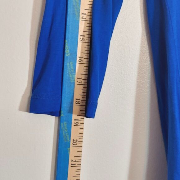 CABLE & GAUGE Top, Womens MEDIUM Blue Scoop Neck Pullover Long Sleeve Stretch - Picture 7 of 9